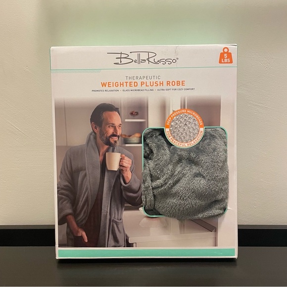 BELLA RUSSO Therapeutic Weighted Plush Robe in Gray - Picture 3 of 5